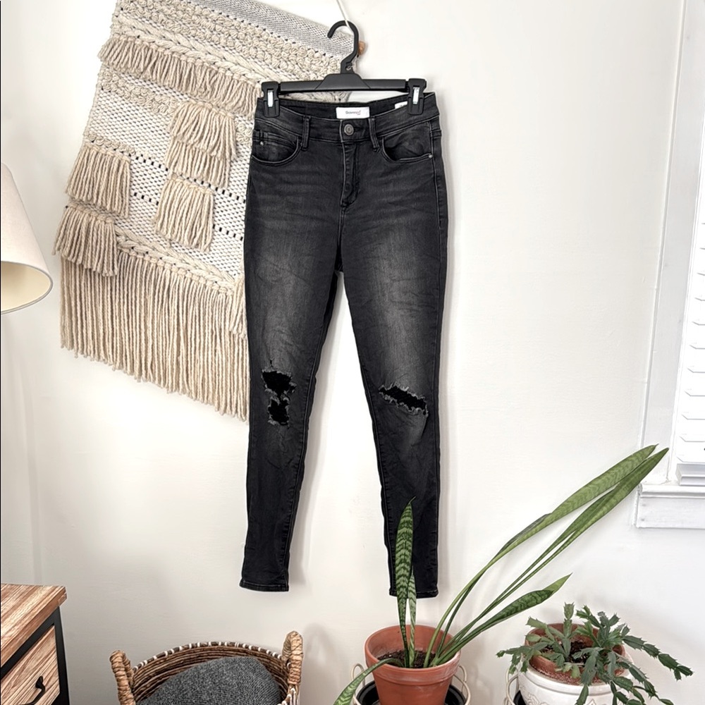 Skinnygirl Jeans Black The High Rise Skinny Distressed Jeans